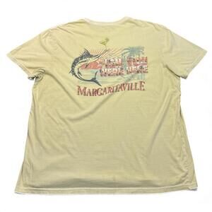 Jimmy Buffet Margaritaville T Shirt Mens Size XL Yellow Double Sided Graphic Tee